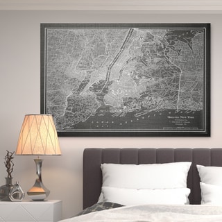 Map Grey - Premium Gallery Wrapped Canvas