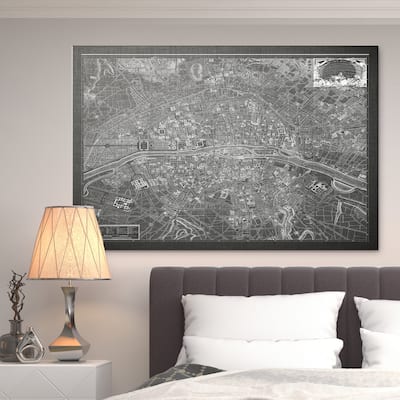 Parisian Sketch Map Grey - Premium Gallery Wrapped Canvas