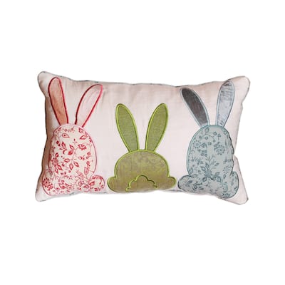 Intradeglobal's Cabana Bunny Love Lumbar Throw Pillow, 12"x20",(Set of 2) Embroidered cushion/Pillow Multicolor