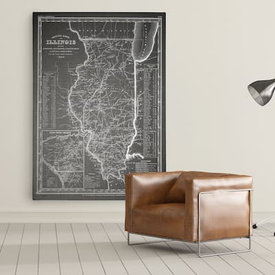 Illinois Sketch Map Grey - Premium Gallery Wrapped Canvas