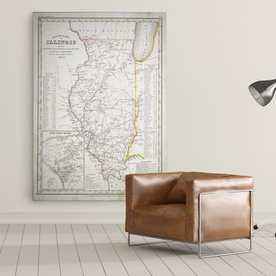 Illinois Sketch Map I - Premium Gallery Wrapped Canvas