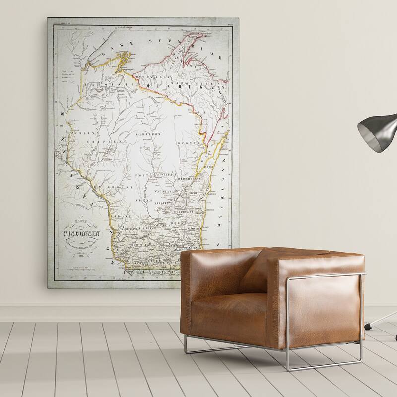 Wisconsin Sketch Map I - Premium Gallery Wrapped Canvas