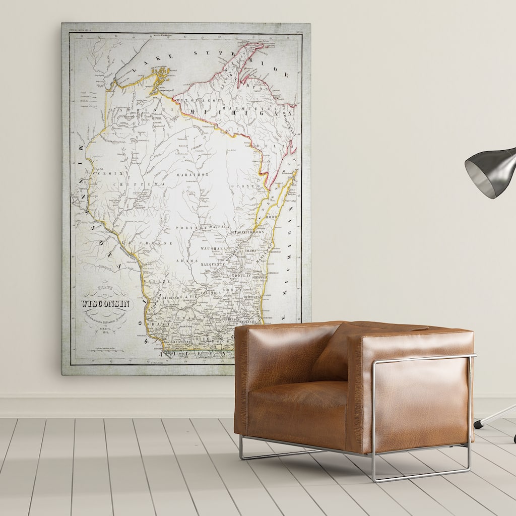 Wisconsin Sketch Map I - Premium Gallery Wrapped Canvas