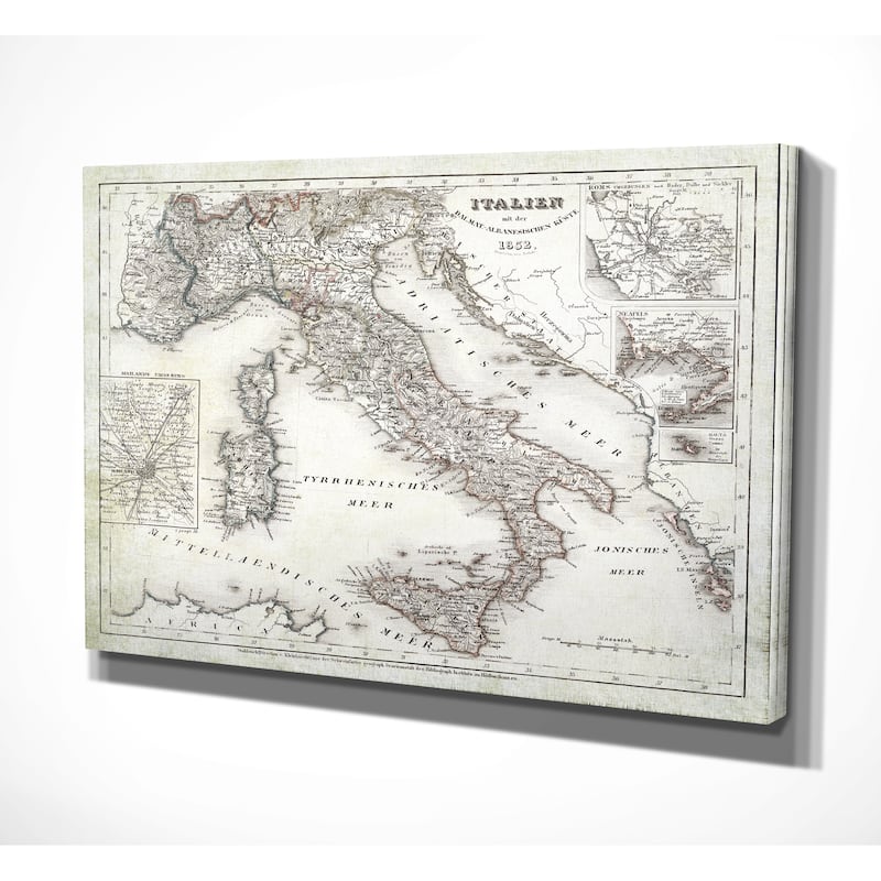 Italy Sketch Map I - Premium Gallery Wrapped Canvas