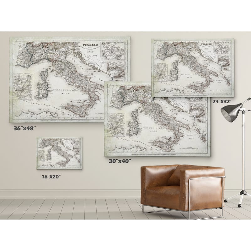 Italy Sketch Map I - Premium Gallery Wrapped Canvas