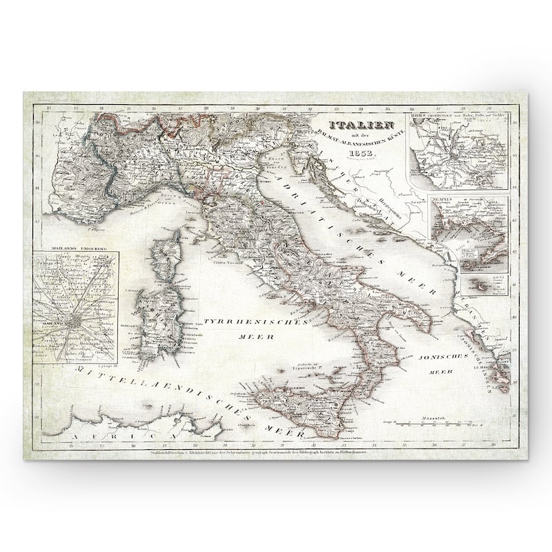 Italy Sketch Map I - Premium Gallery Wrapped Canvas