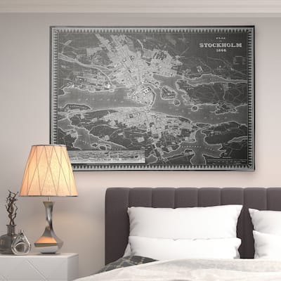 Antique Stockholm Stencil Map Grey - Premium Gallery Wrapped Canvas