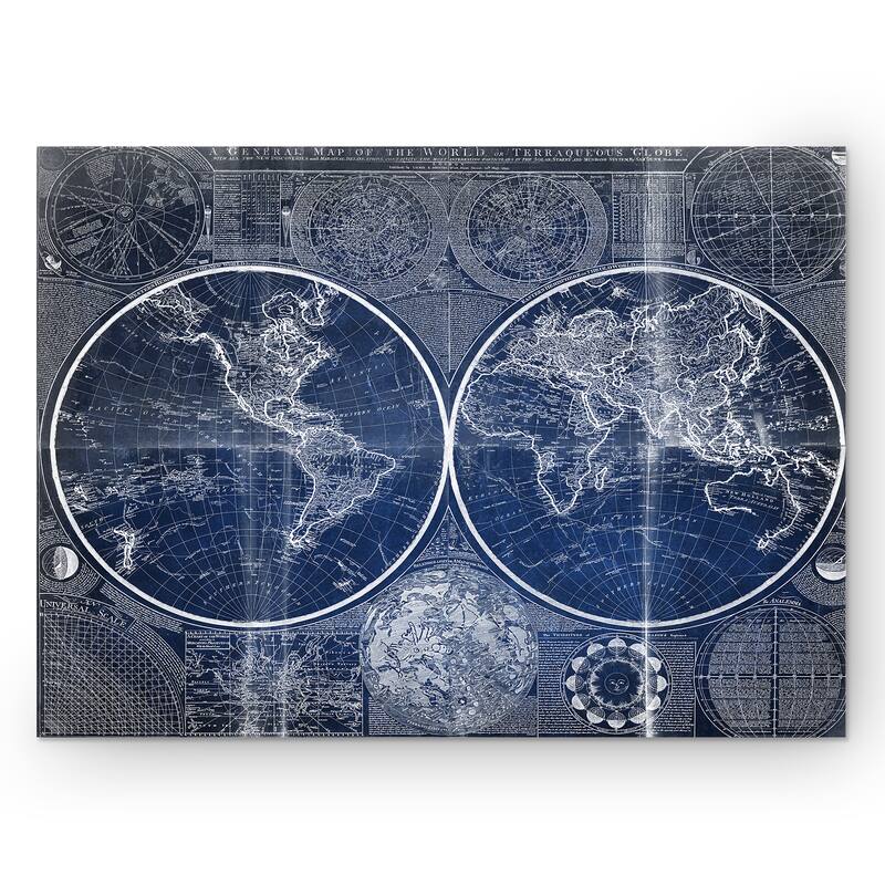 Vintage World Map Blue II - Premium Gallery Wrapped Canvas