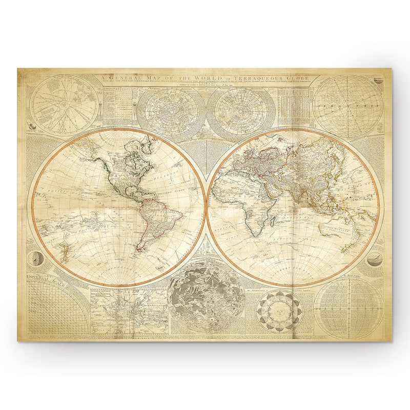 Vintage World Map II - Premium Gallery Wrapped Canvas
