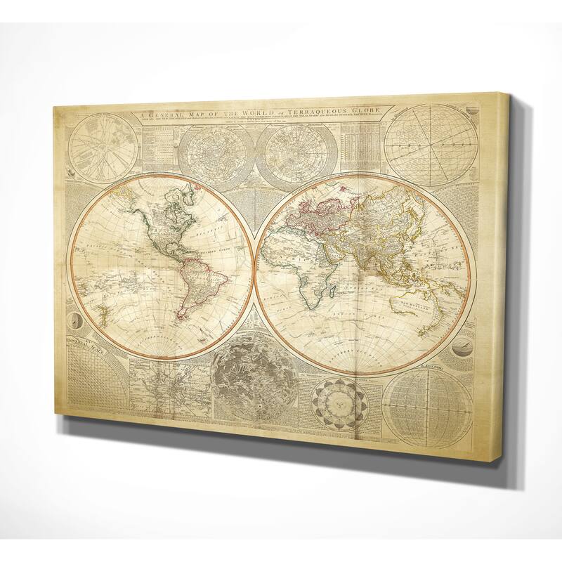 Vintage World Map II - Premium Gallery Wrapped Canvas