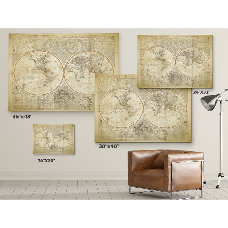 Vintage World Map II - Premium Gallery Wrapped Canvas