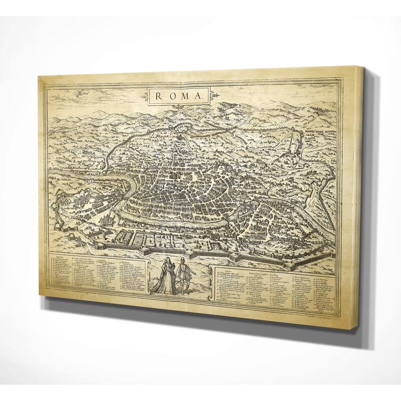 Antique Rome Roma Map - Premium Gallery Wrapped Canvas