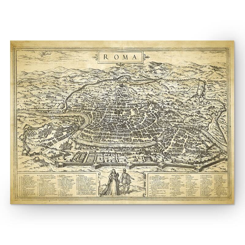 Antique Rome Roma Map - Premium Gallery Wrapped Canvas