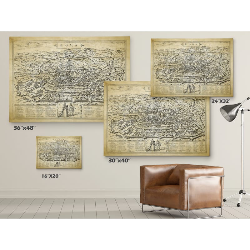 Antique Rome Roma Map - Premium Gallery Wrapped Canvas