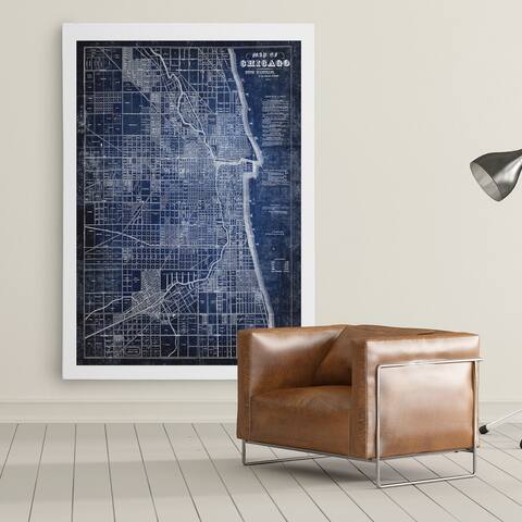Chicago Map Blue - Premium Gallery Wrapped Canvas