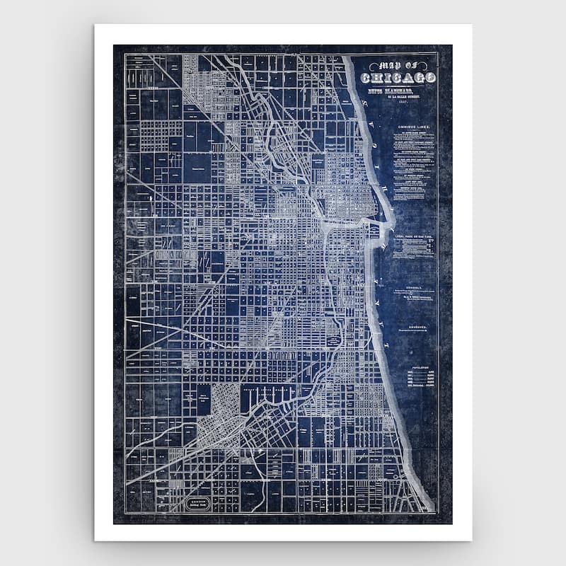 Chicago Map Blue - Premium Gallery Wrapped Canvas