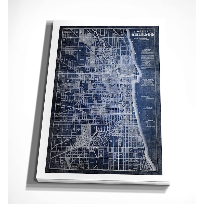 Chicago Map Blue - Premium Gallery Wrapped Canvas