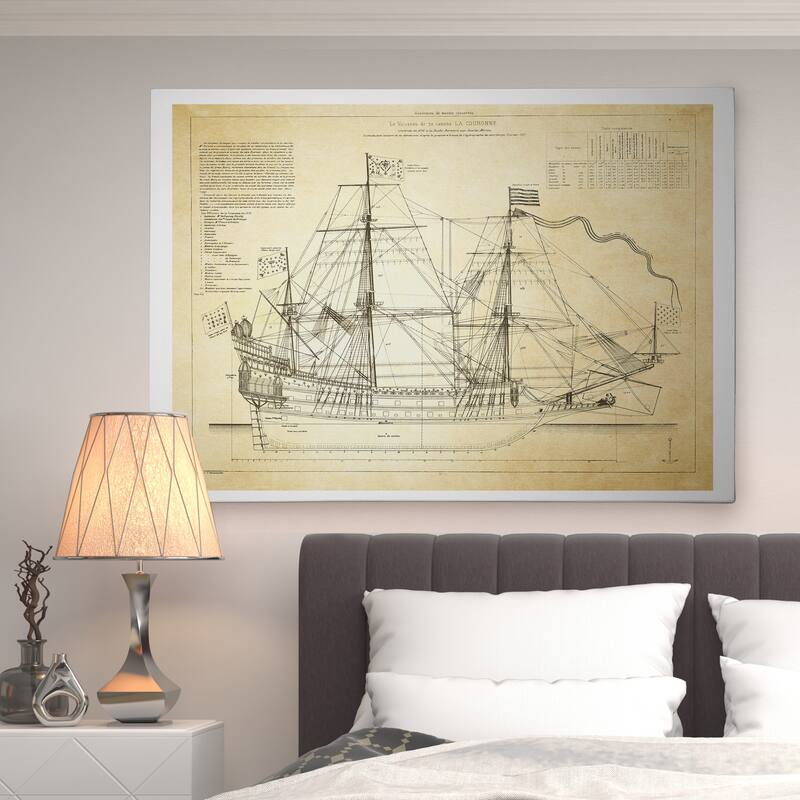 Vintage Sailing Ship Sketch II - Premium Gallery Wrapped Canvas