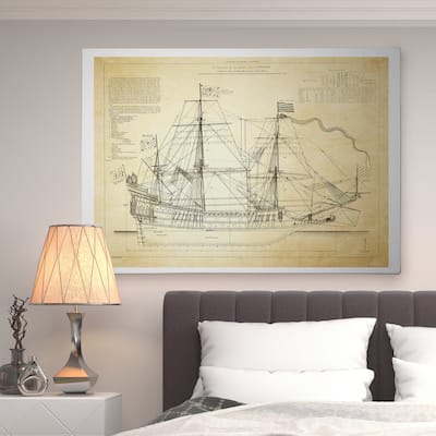 Vintage Sailing Ship Sketch II - Premium Gallery Wrapped Canvas