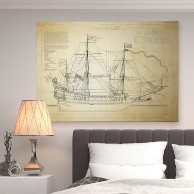 Vintage Sailing Ship Sketch I - Premium Gallery Wrapped Canvas