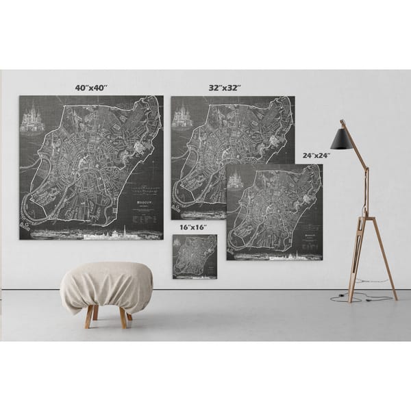 Vintage Moscow City Map I - Premium Gallery Wrapped Canvas