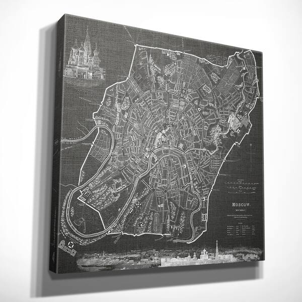 slide 0 of 4, Vintage Moscow City Map I - Premium Gallery Wrapped Canvas