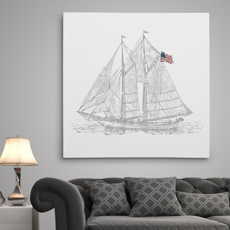 Sail Boat Sketch - Premium Gallery Wrapped Canvas