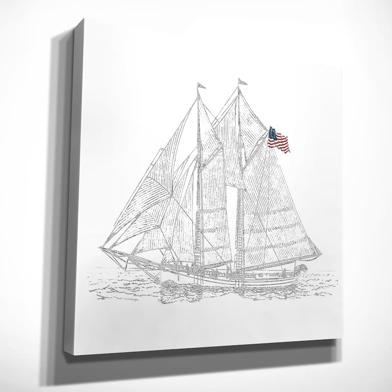 Sail Boat Sketch - Premium Gallery Wrapped Canvas
