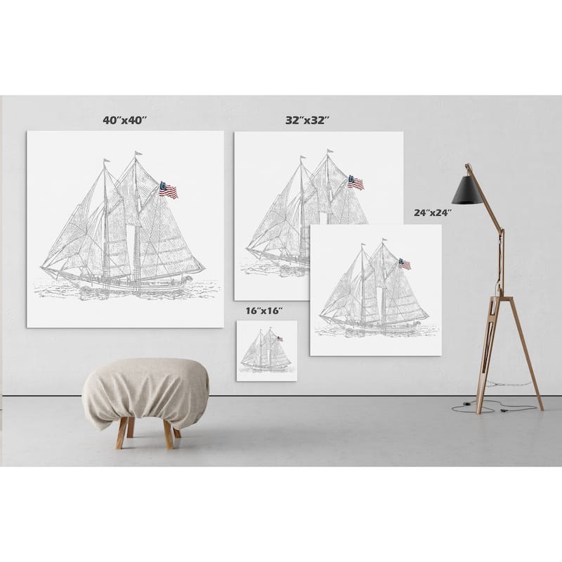 Sail Boat Sketch - Premium Gallery Wrapped Canvas