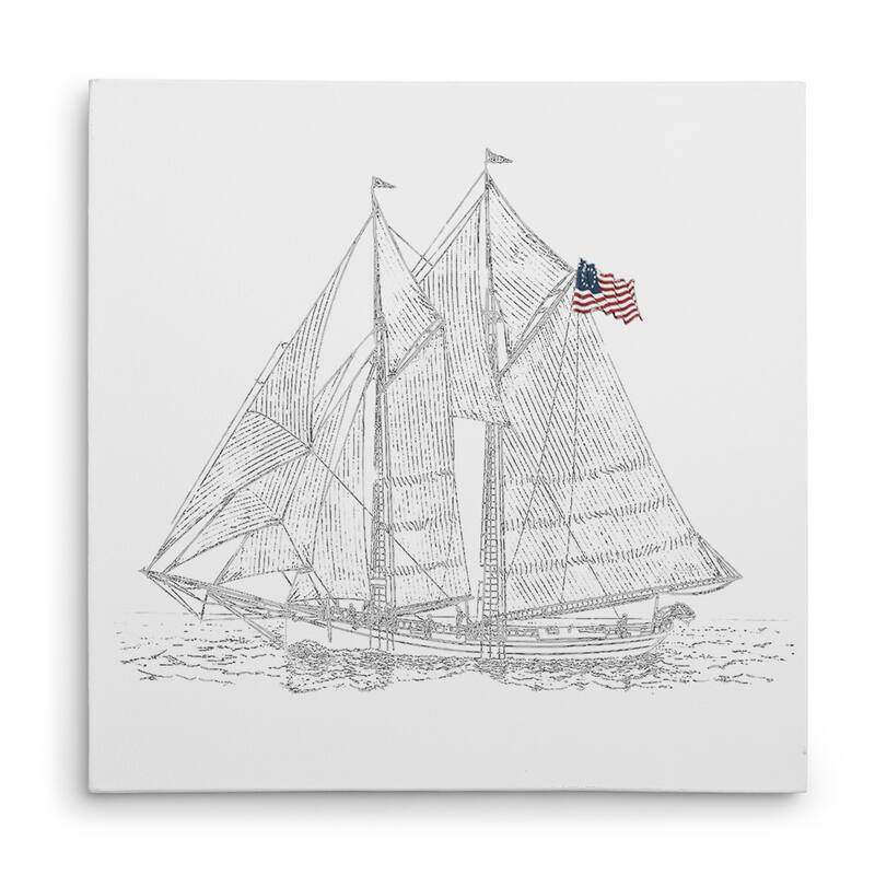 Sail Boat Sketch - Premium Gallery Wrapped Canvas
