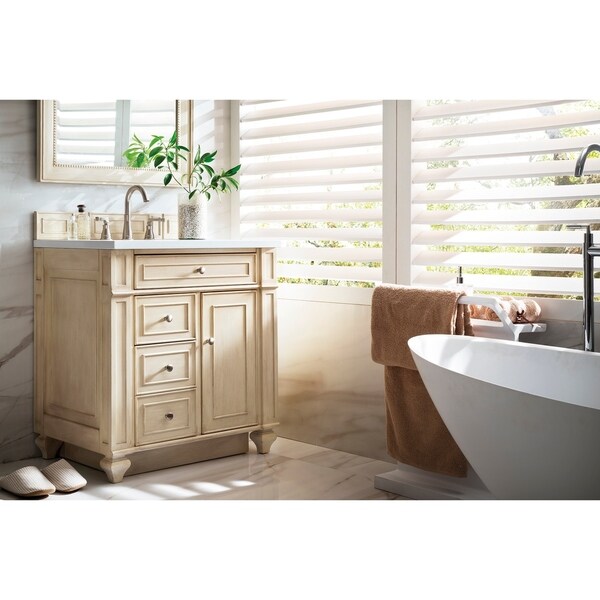 Bristol 30" Single Vanity, Vintage Vanilla, Snow White Quartz Top