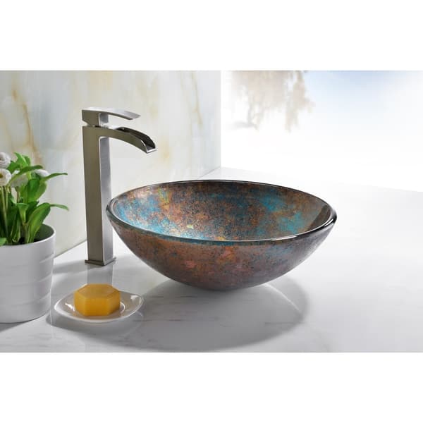 Stellar Series Deco-Glass Vessel Sink in Emerald Burst Stellar Series Deco-Glass Vessel Sink in Emerald Burst