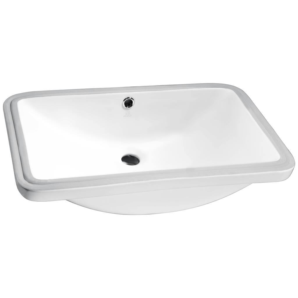 ANZZI Lanmia Series 24 in. Ceramic Undermount Sink Basin in White