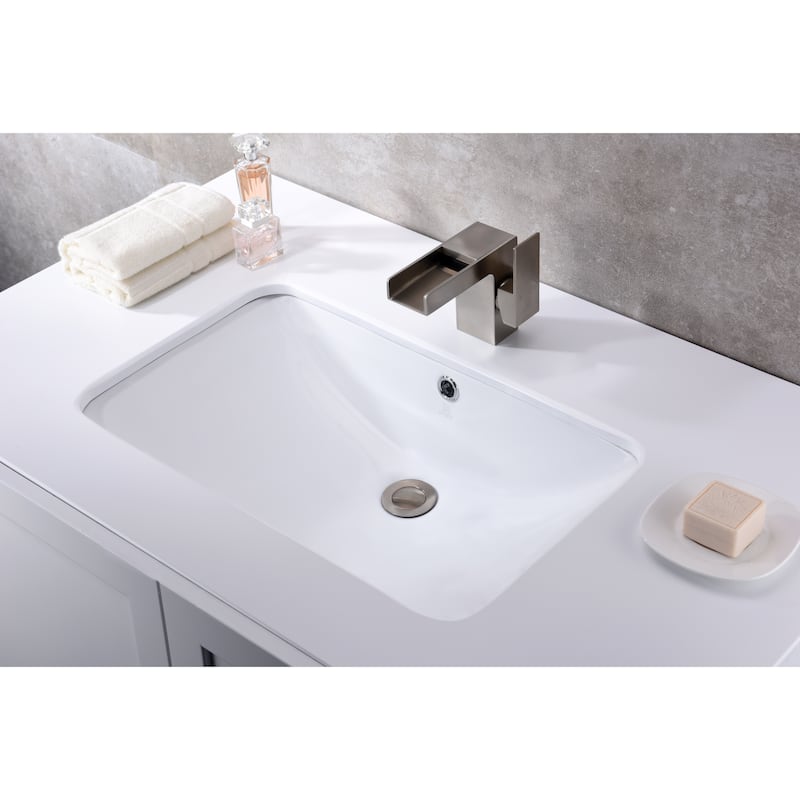 ANZZI Lanmia Series 24 in. Ceramic Undermount Sink Basin in White