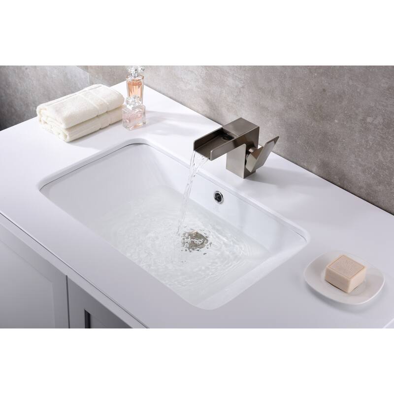 ANZZI Lanmia Series 24 in. Ceramic Undermount Sink Basin in White