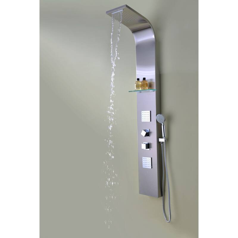 ANZZI Niagara 64 in. 2-Jetted Full Body Shower Panel with Heavy Rain Shower in Brushed Steel