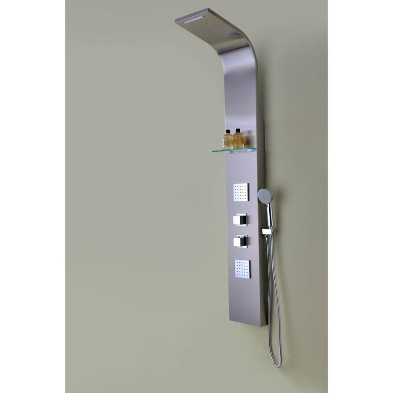 ANZZI Niagara 64 in. 2-Jetted Full Body Shower Panel with Heavy Rain Shower in Brushed Steel