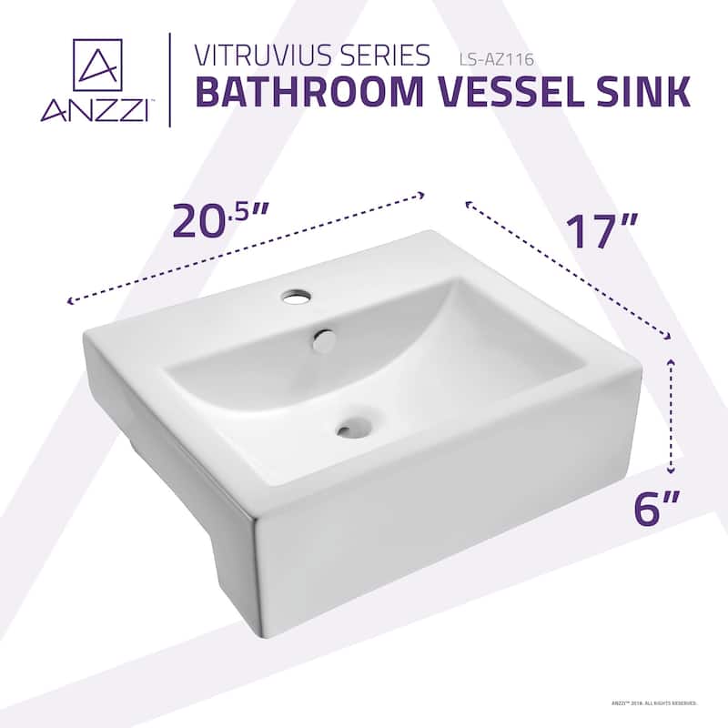 ANZZI Vitruvius Series Ceramic Vessel Sink in White