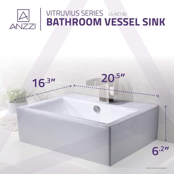 ANZZI Vitruvius Series White Ceramic Vessel Sink - On Sale - Bed Bath ...