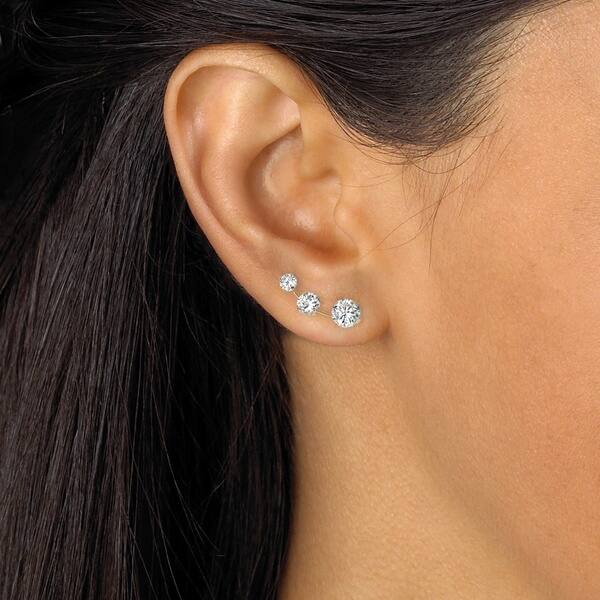 Mothers Gift Round Cut White Cubic Zirconia Climbers Earrings In 14K Gold Over Sterling Silver Mothers Gift Round Cut White Cubic Zirconia Climbers Earrings In 14K Gold Over Sterling Silver