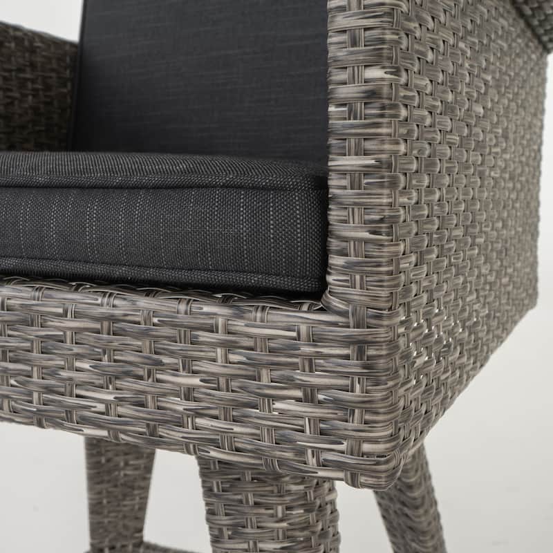 Puerta Outdoor Wicker Barstool with Cushions by Christopher Knight Home