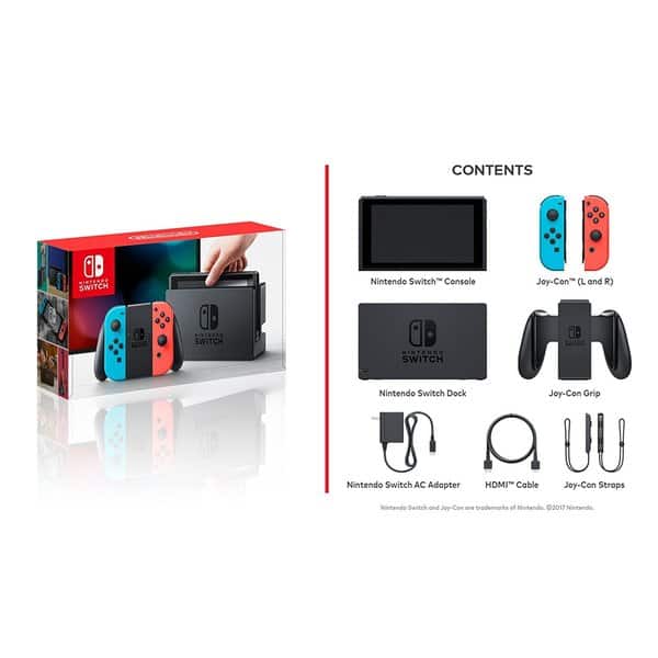 hellig maler Blind tillid Nintendo Switch with Neon Blue and Neon Red Joy-Controller (As Is Item) - -  21898764