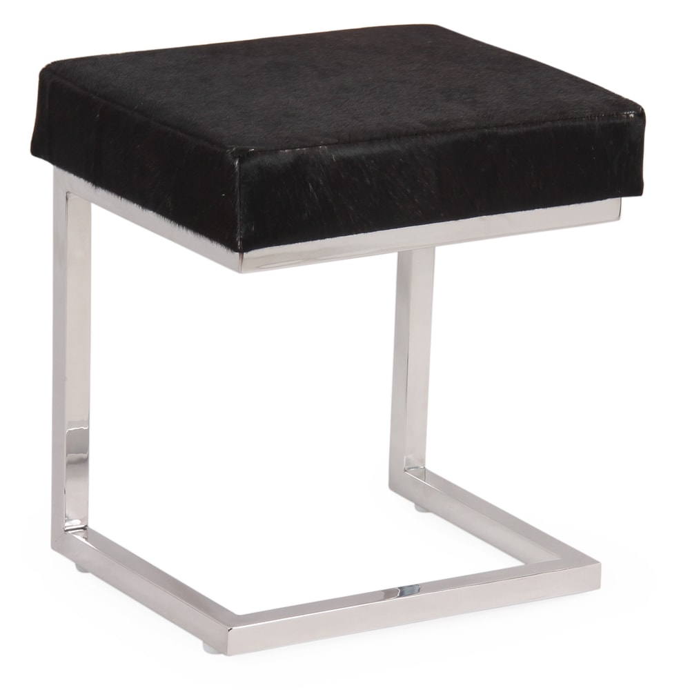 FOREIGN AFFAIRS HOME DECOR Dark Brown Cow Hide Stool COCO with Silver Stand (COCO)