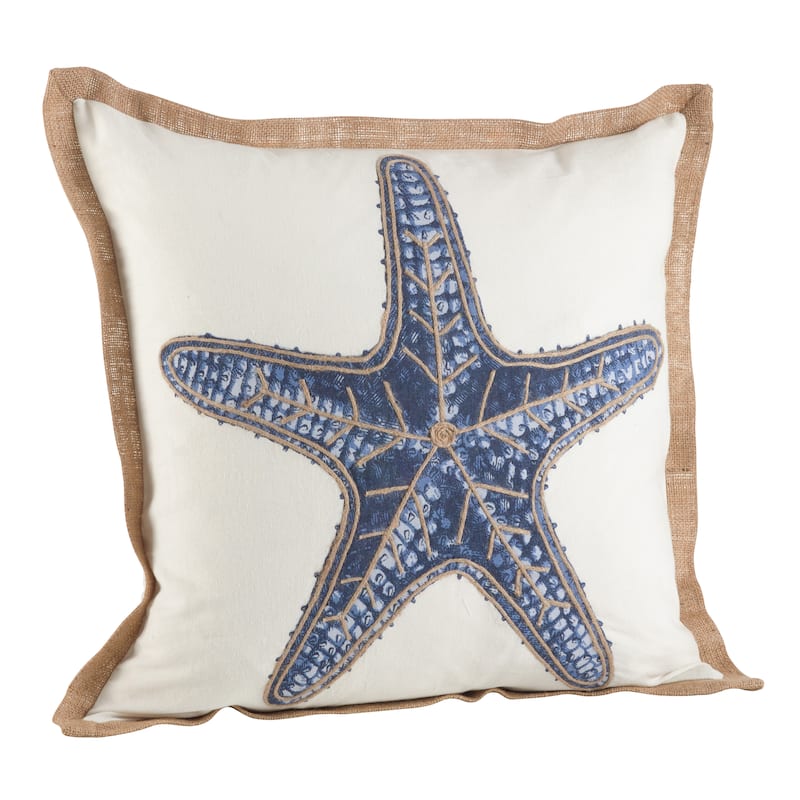 Star Fish Print Cotton Down Filled Throw Pillow