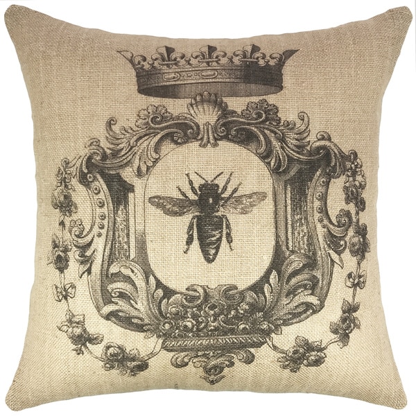 French Bee Burlap 18-inch Throw Pillow