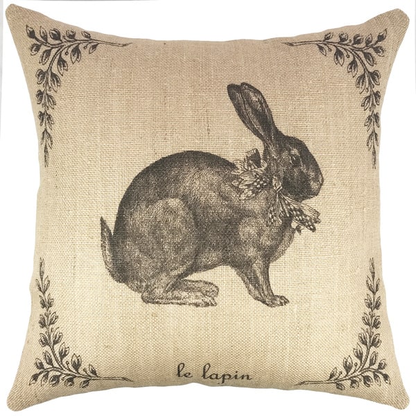 The Watson Shop French Hare Black Jute Burlap 18inch Throw Pillow Overstock 14504821