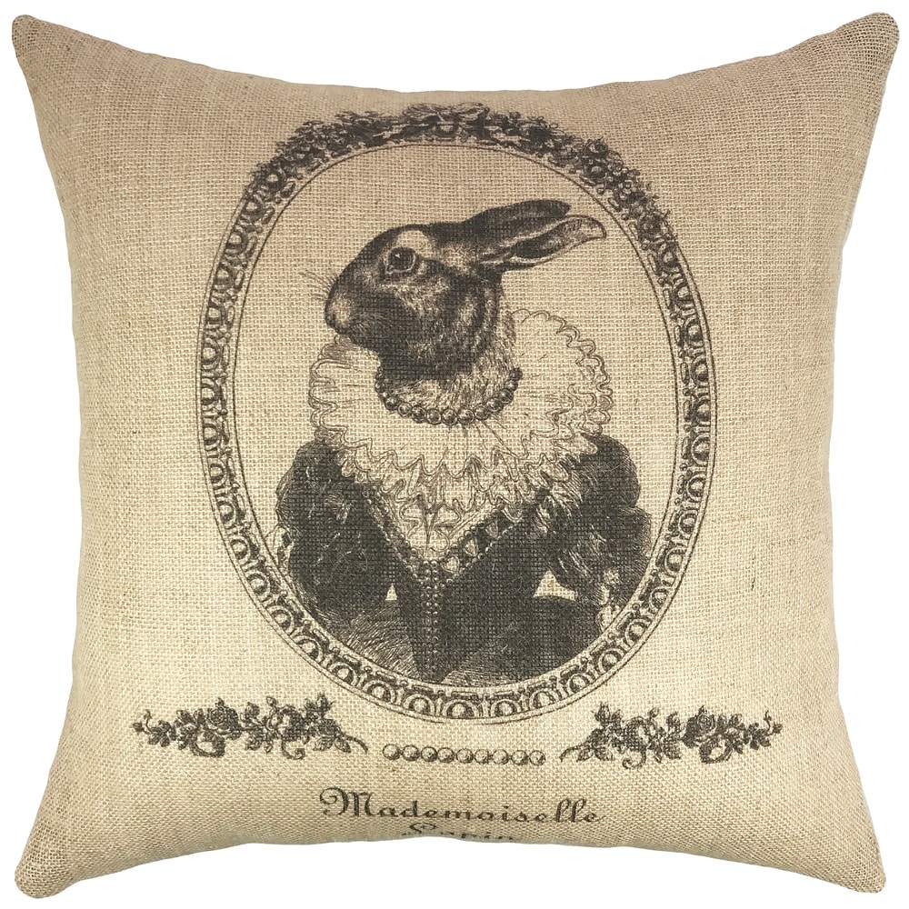 Vintage Bunny Black Burlap 18 inch 18 inch Creek Throw Pillow Shell (Hot