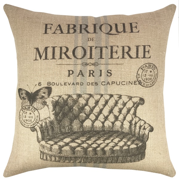 Paris Multicolor Burlap 18-inch Throw Pillow