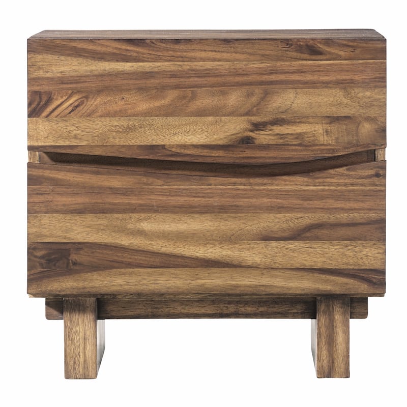 Ocean Natural Sengon 2-drawer Solid Wood Nightstand