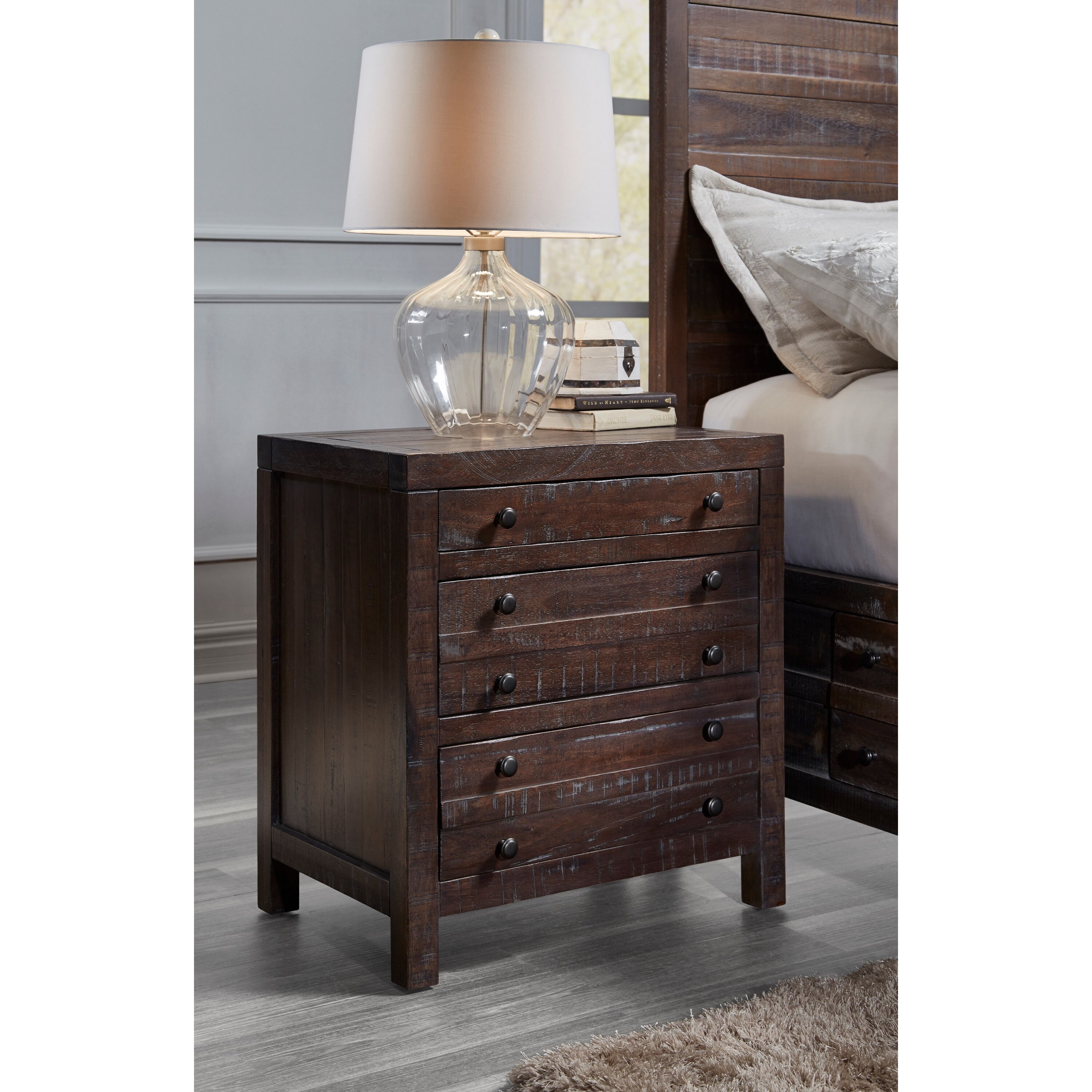 Shop Townsend Java 3 Drawer Solid Wood Nightstand Free Shipping
